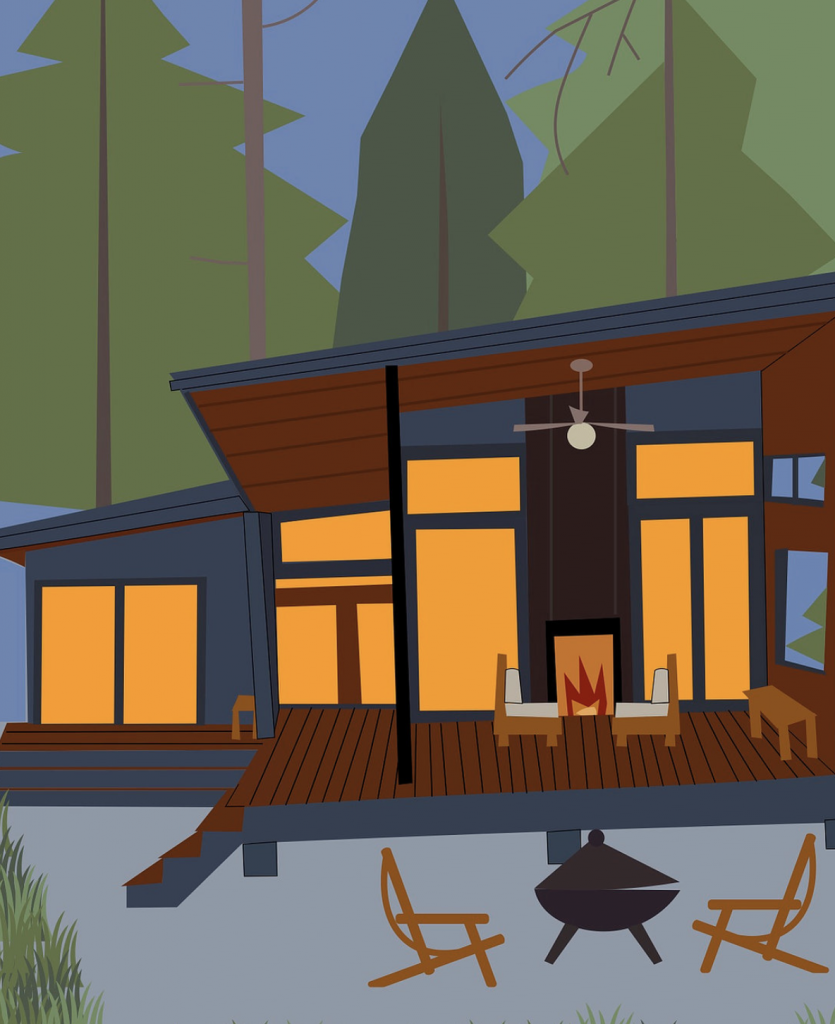 San Juan Island PNW architectural drawing